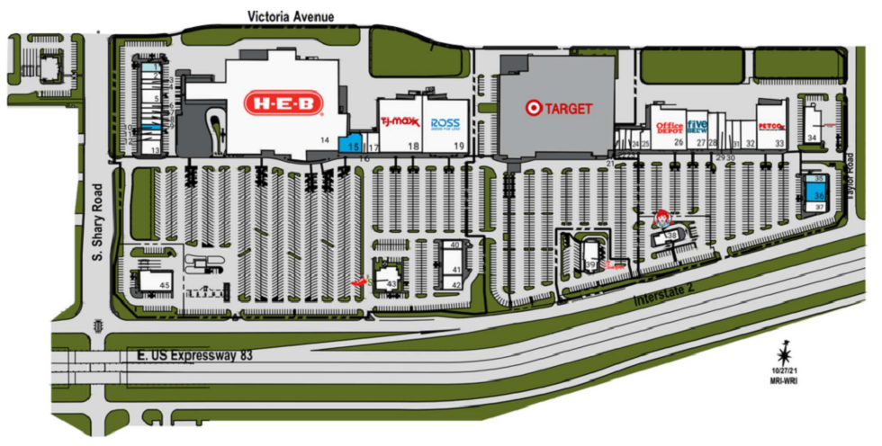 Foto de Sharyland Towne Crossing: Vista aérea del centro comercial y tiendas en Texas